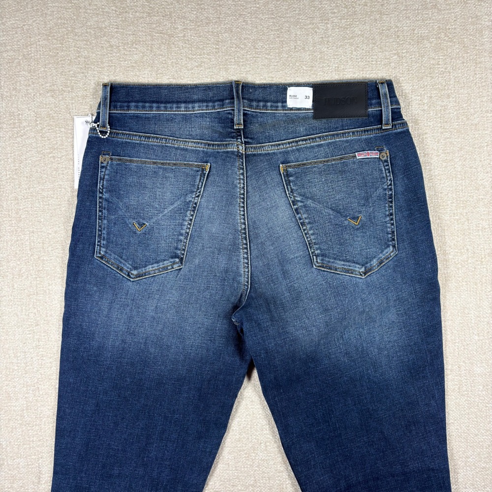 Hudson Blake Slim Straight Mens Jeans Size 33 Dark Indigo Blue NM275ZTM8 NWT - Picture 7 of 7